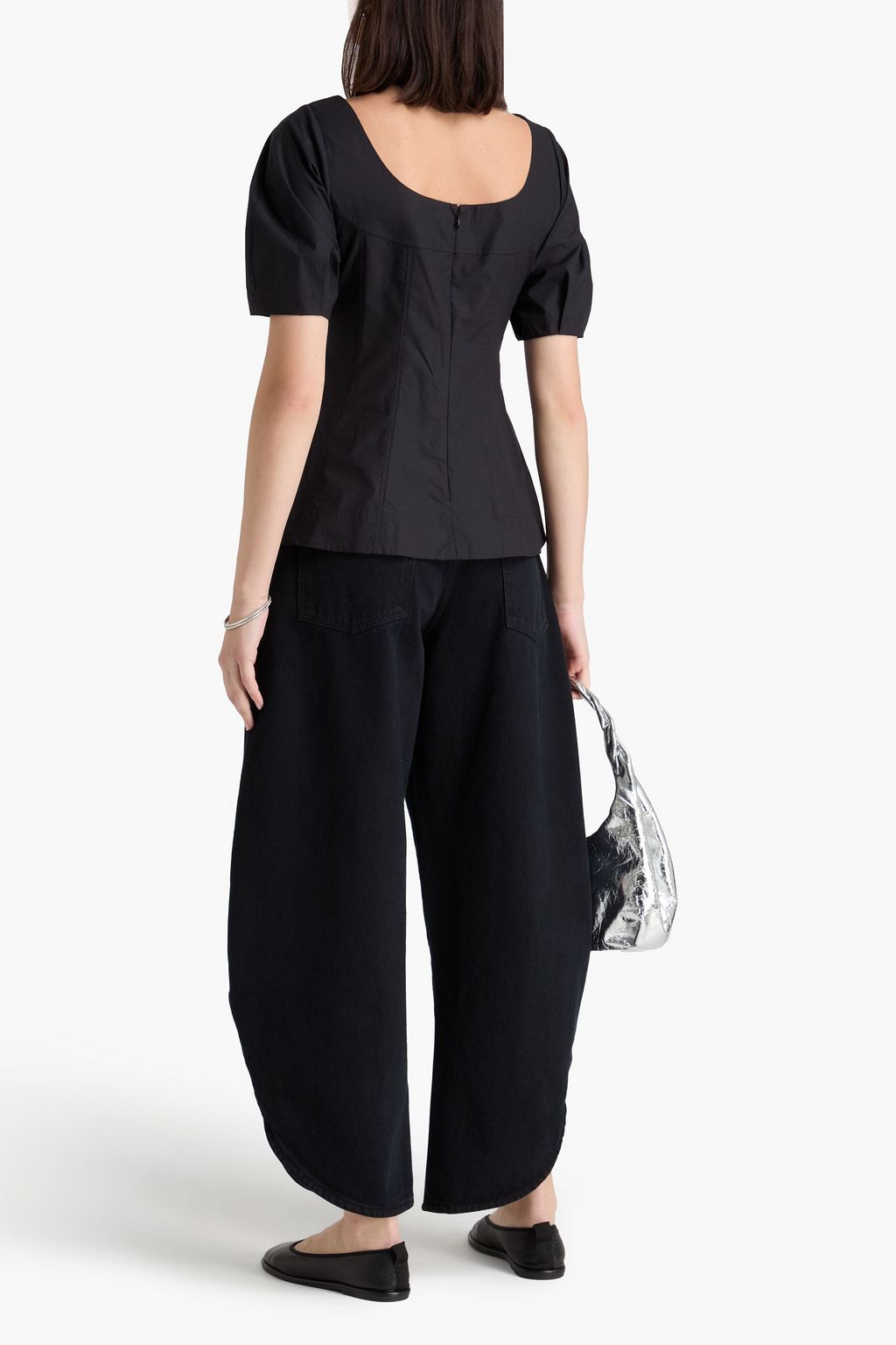 THEORY Cotton-blend poplin top