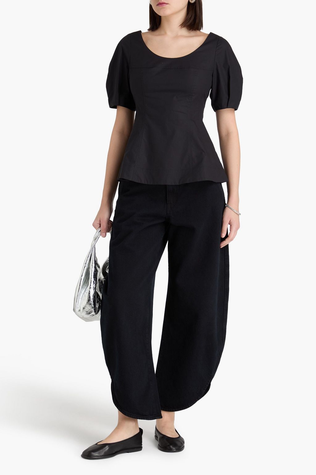 THEORY Cotton-blend poplin top