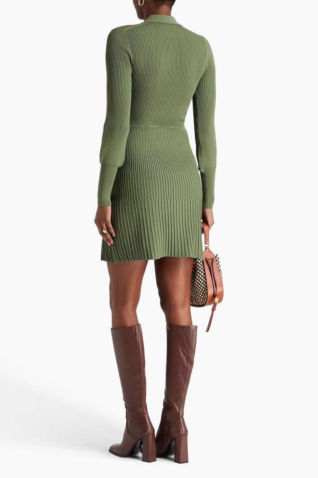 Lauper ribbed-knit mini dress - army green - XS Lauper ribbed-knit mini dress - army green - XS