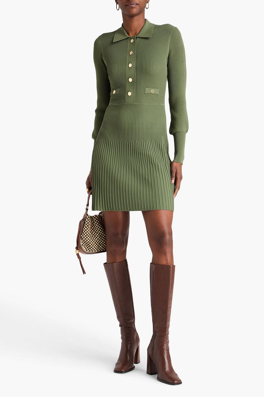 white midi knit dress Ribbed White Sweater Midi Dress XS main image 1