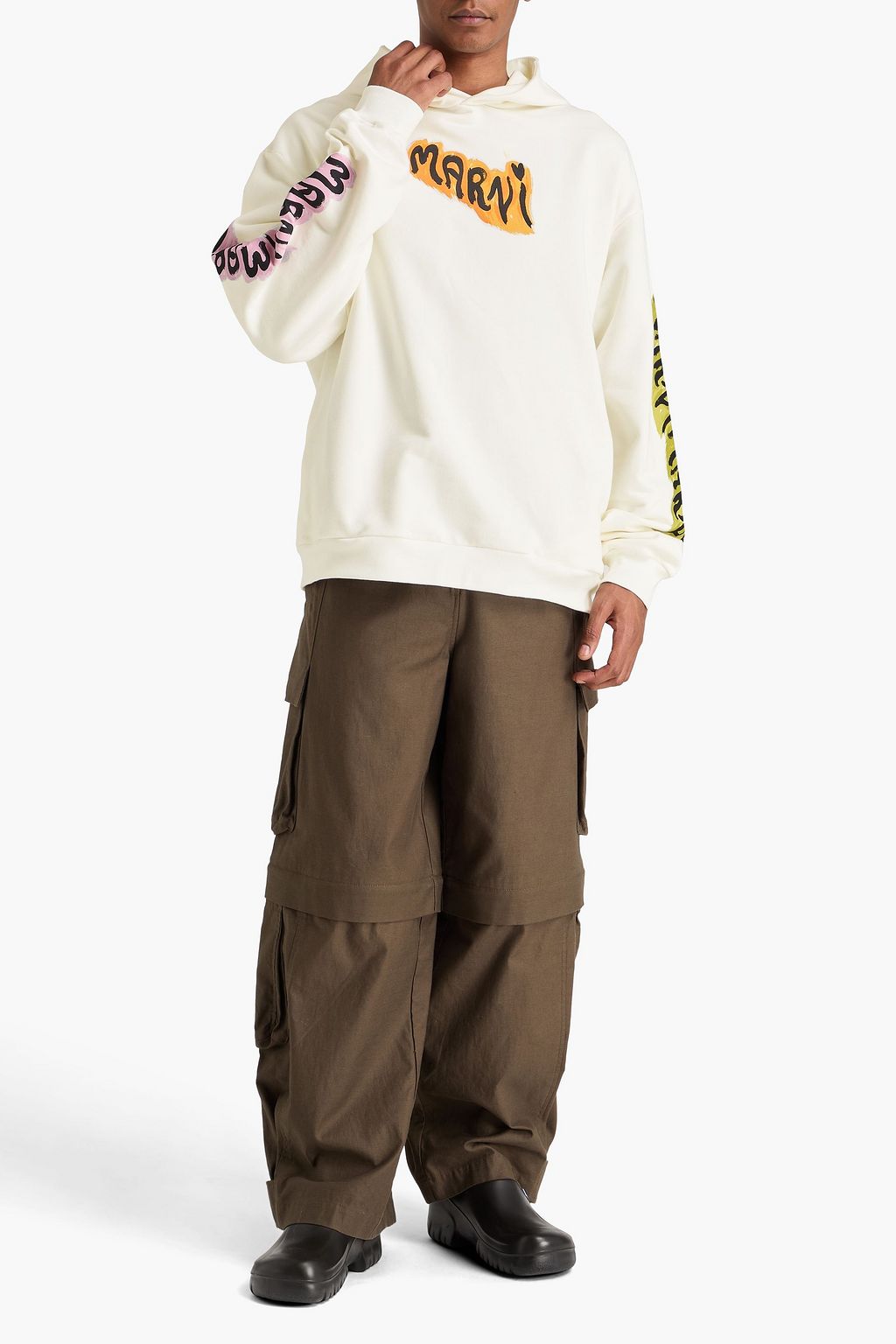 MARNI Printed French cotton-terry hoodie