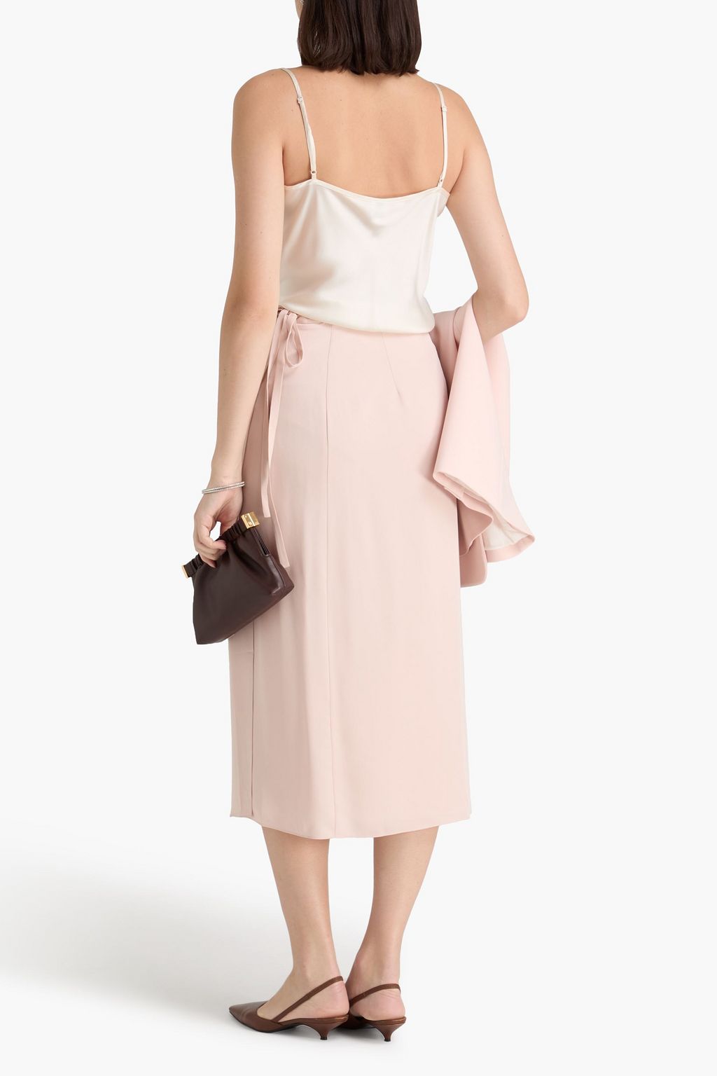 THEORY Silk crepe de chine midi skirt