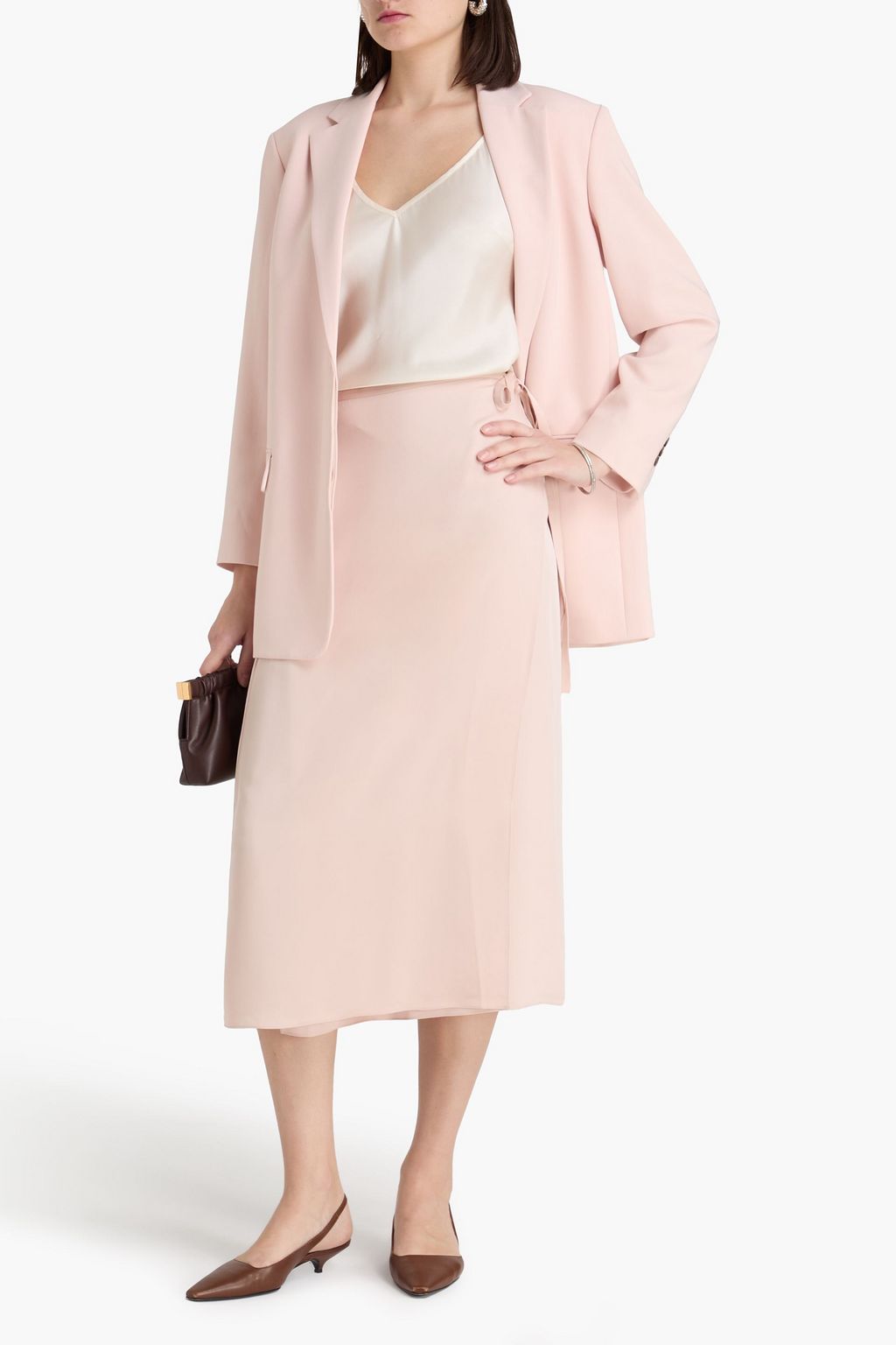 THEORY Silk crepe de chine midi skirt