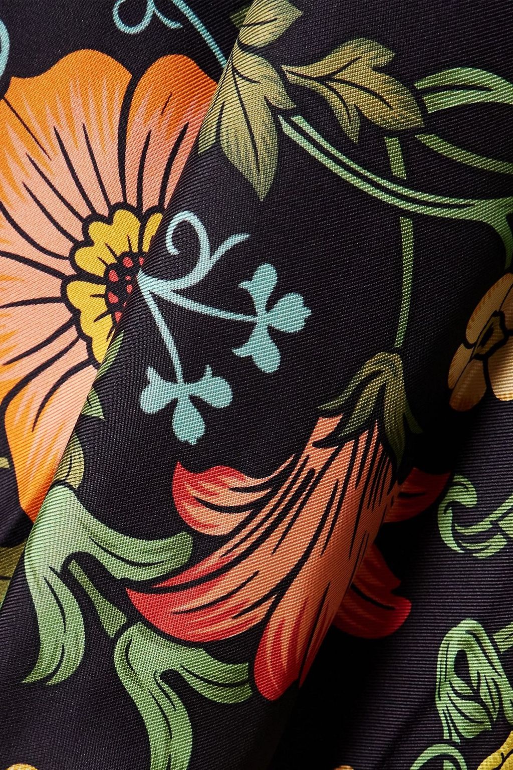 LA DOUBLEJ Magnifico belted floral-print silk-twill mini dress