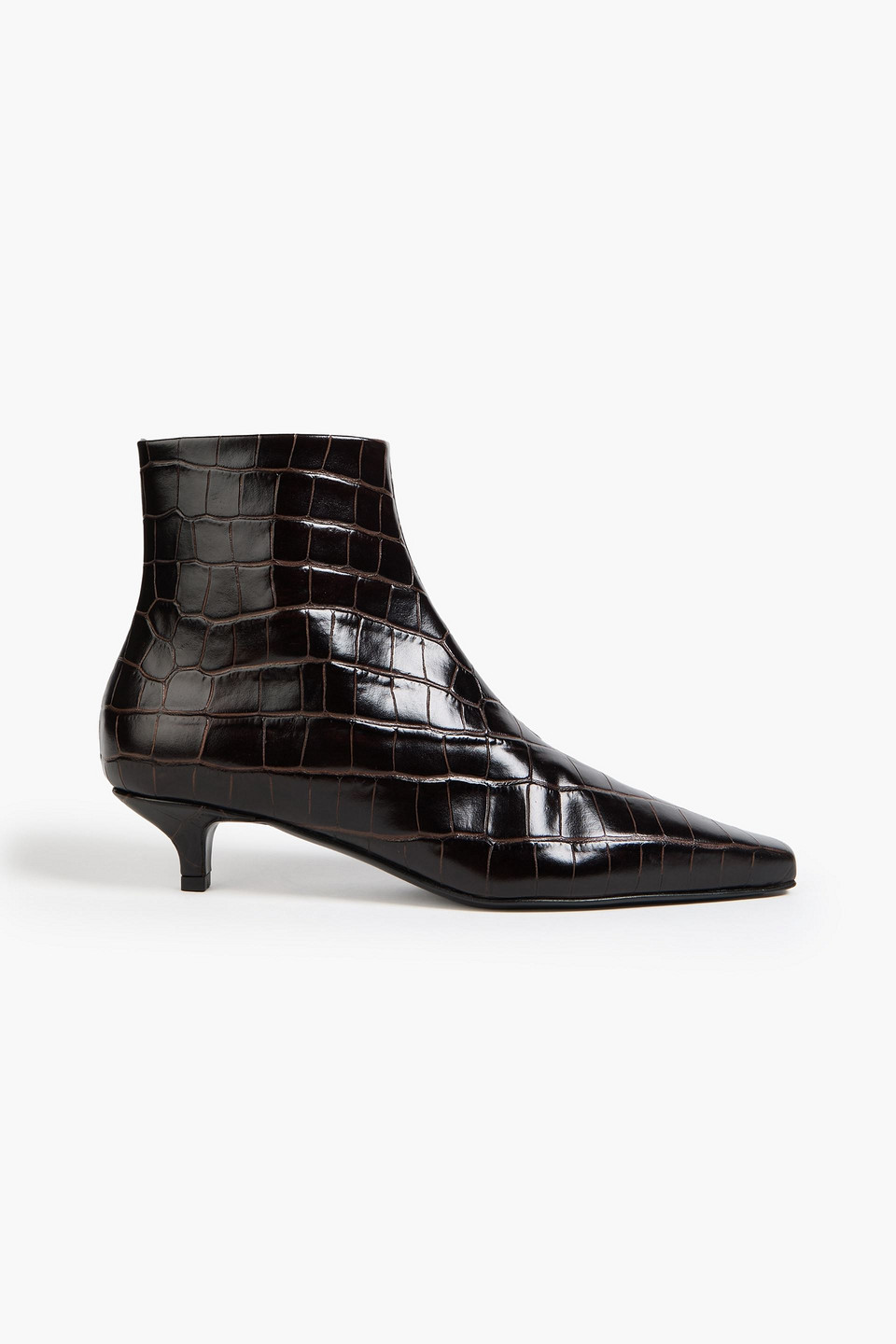 Totême Croc-effect Leather Ankle Boots In Brown