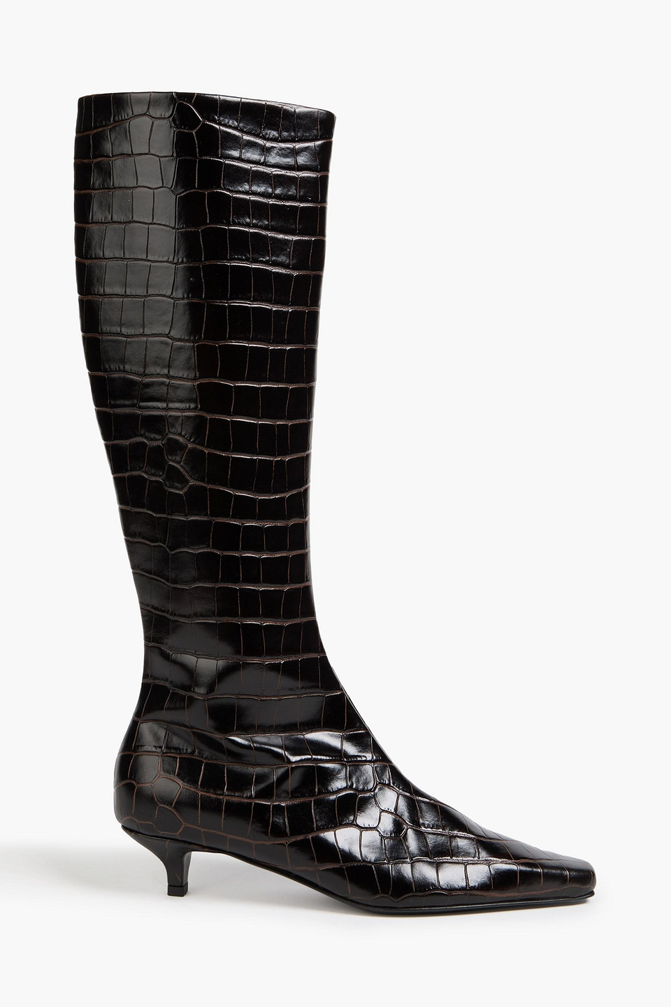 Totême Croc-effect Leather Knee Boots In Brown