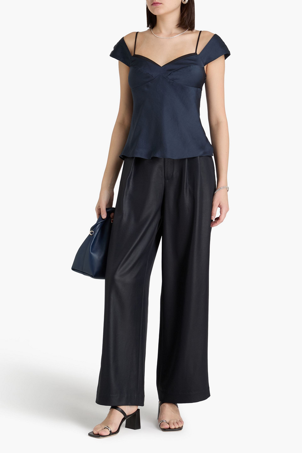  Theory - Oberteil Aus Satin - Blau - Us 8 