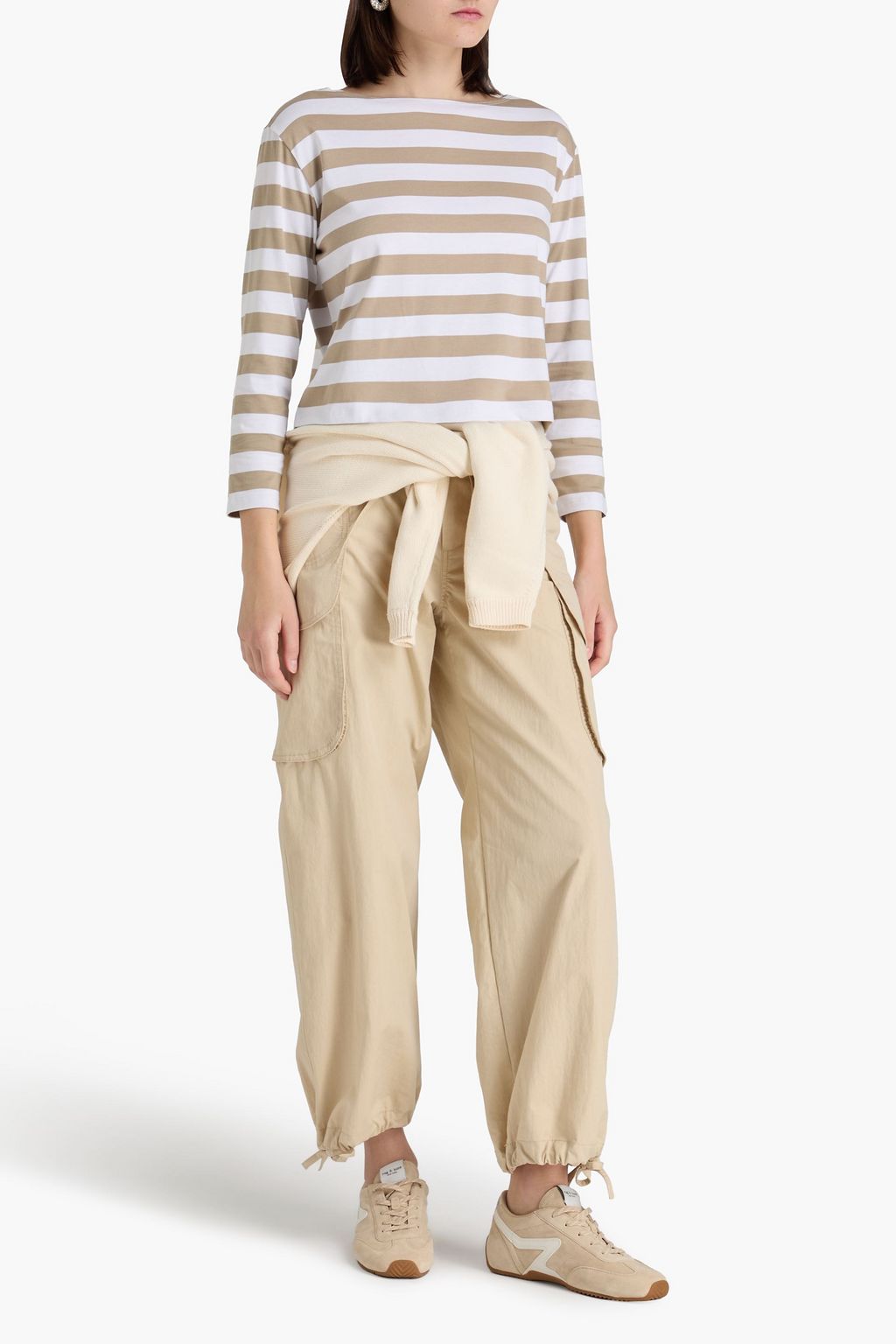 THEORY Striped Pima cotton-jersey top