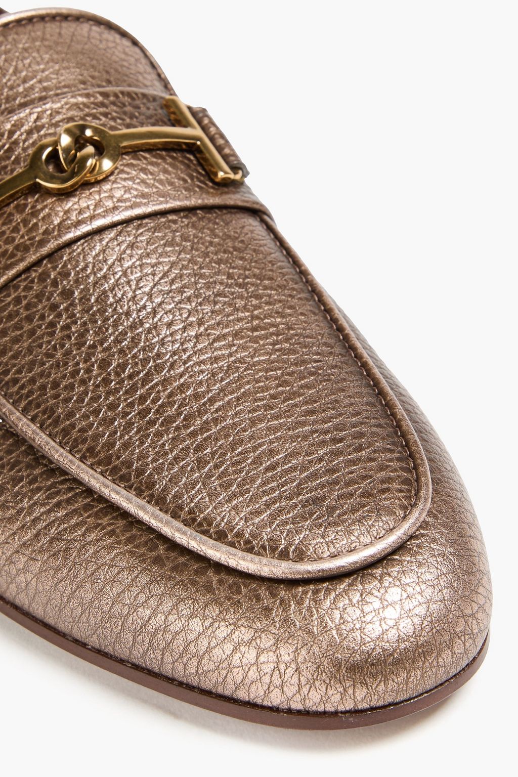 TOD'S Metallic pebbled-leather loafers