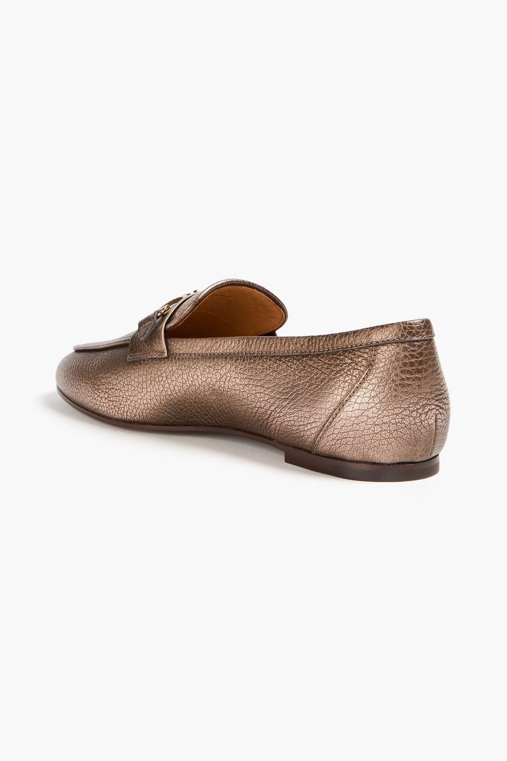 TOD'S Metallic pebbled-leather loafers
