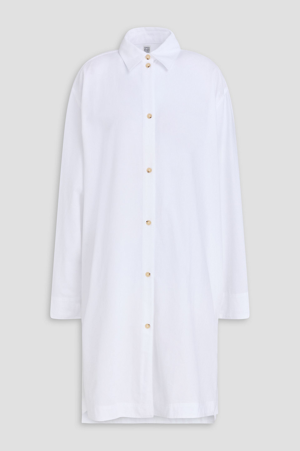 Totême Striped Cotton-jacquard Shirt Dress In White