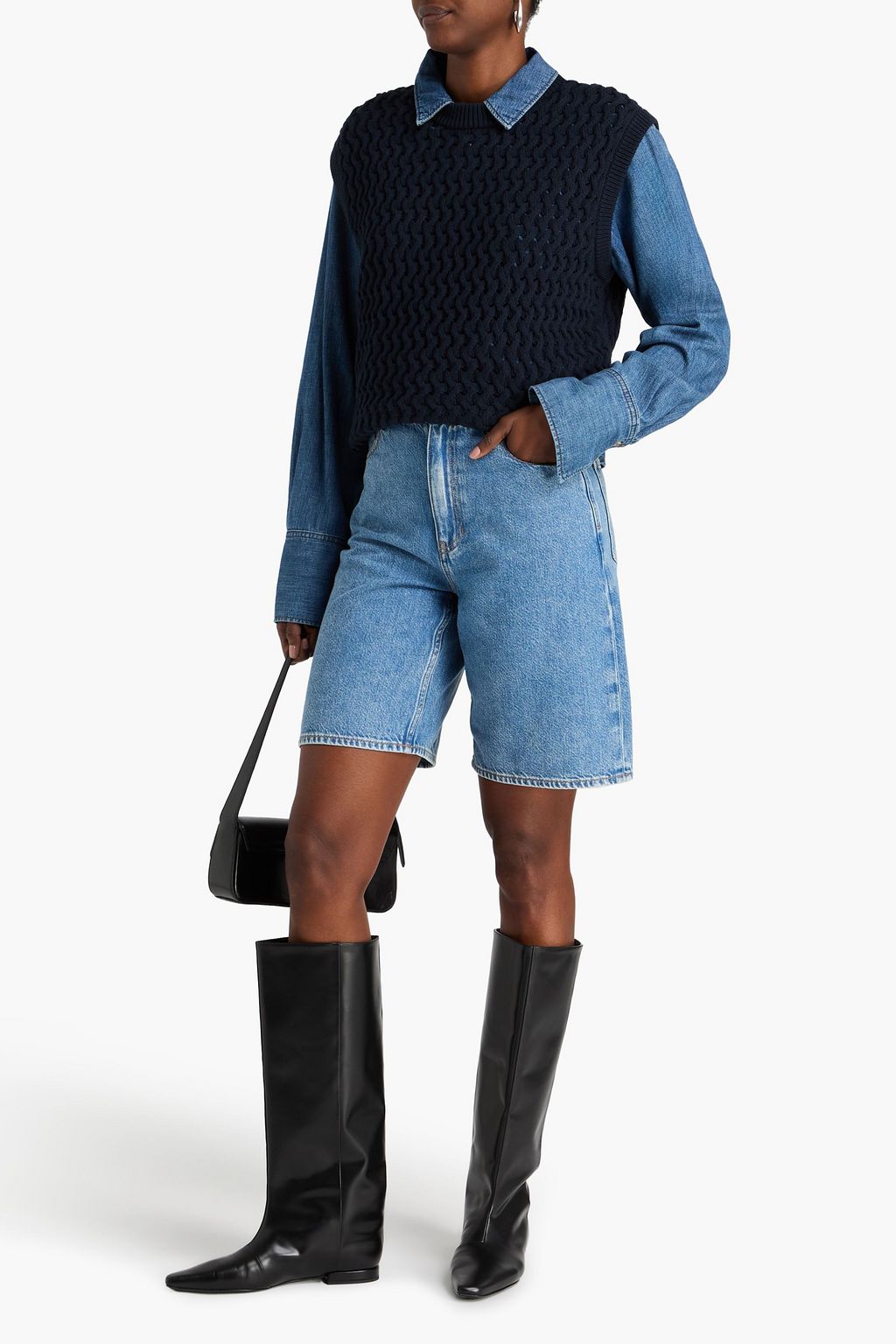 THEORY Cable-knit cotton-blend vest