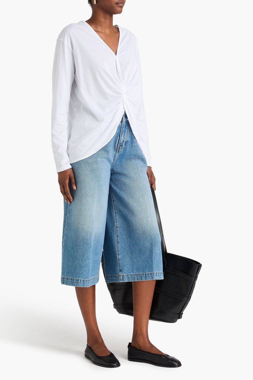  Theory - Twisted Pima Cotton-jersey Top - Weiß - L 