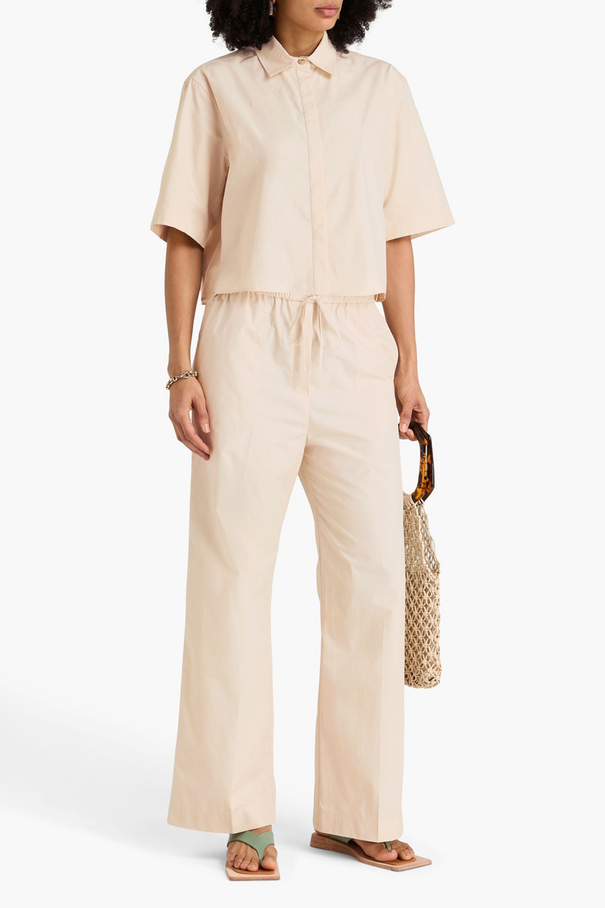 TOTEME Cropped cotton-poplin shirt