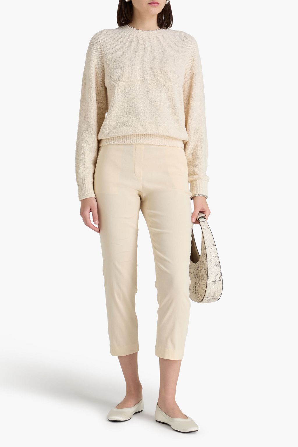 THEORY Bouclé-knit cotton-blend sweater