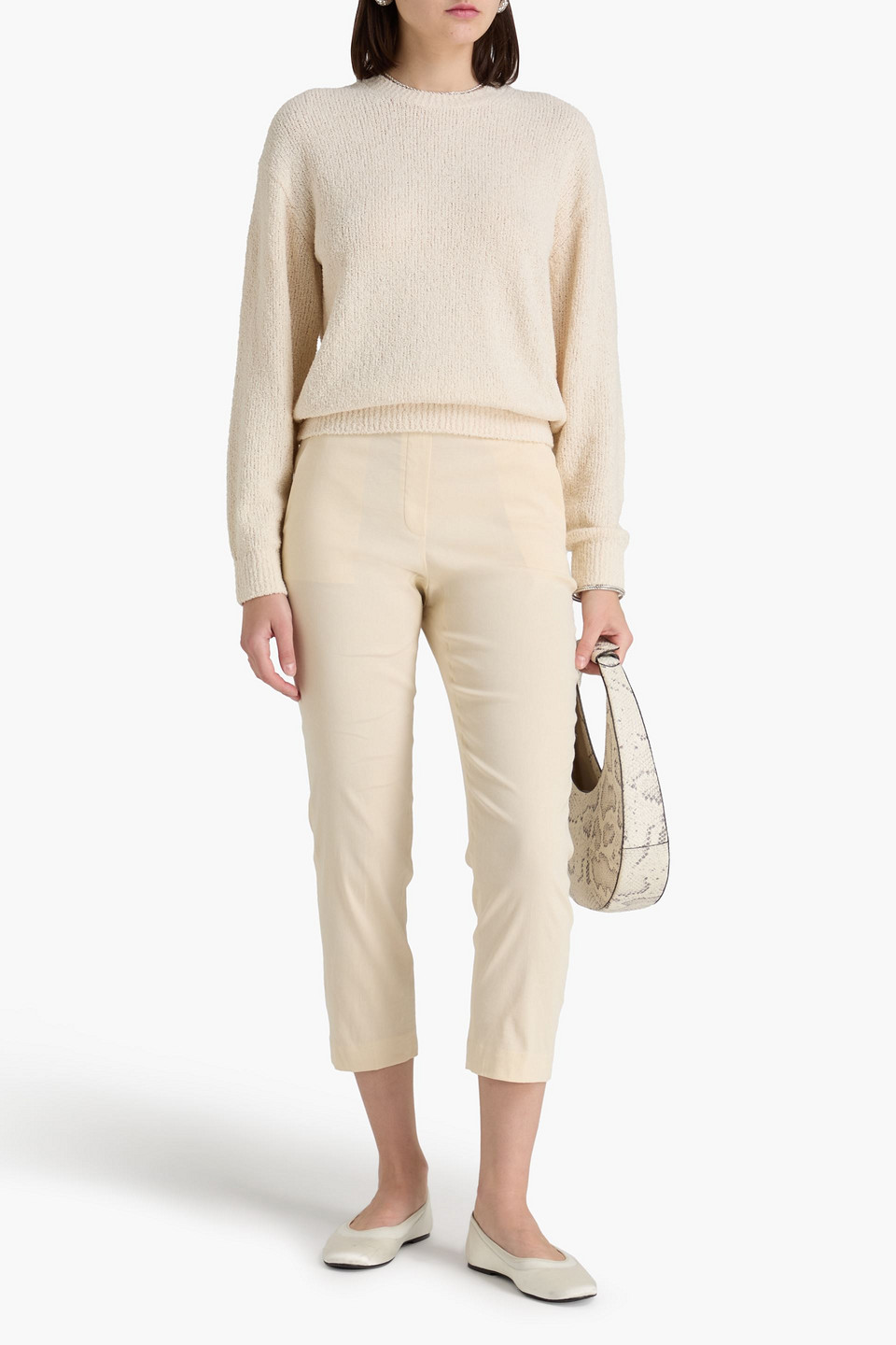  Theory - Pullover Aus Bouclé-strick Aus Einer Baumwollmischung - Weiß - M 
