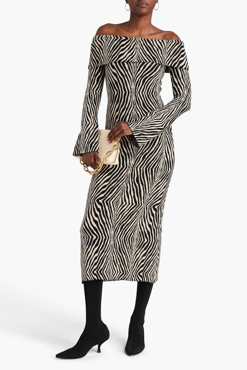 BY MALENE BIRGER فستان متوسط الطول "بيني" من مزيج لايوسيل تنسل™ بتصميم مكشوف الكتفين