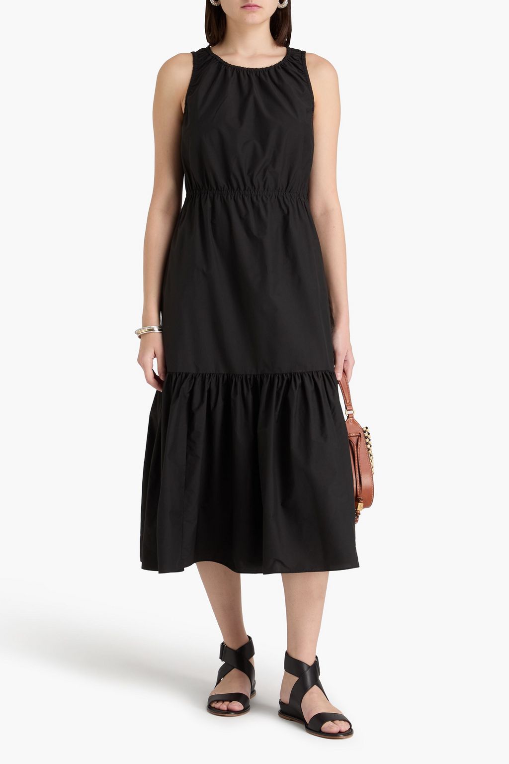 THEORY Tiered cotton-blend midi dress | THE OUTNET THEORY Tiered cotton-blend midi dress | THE OUTNET