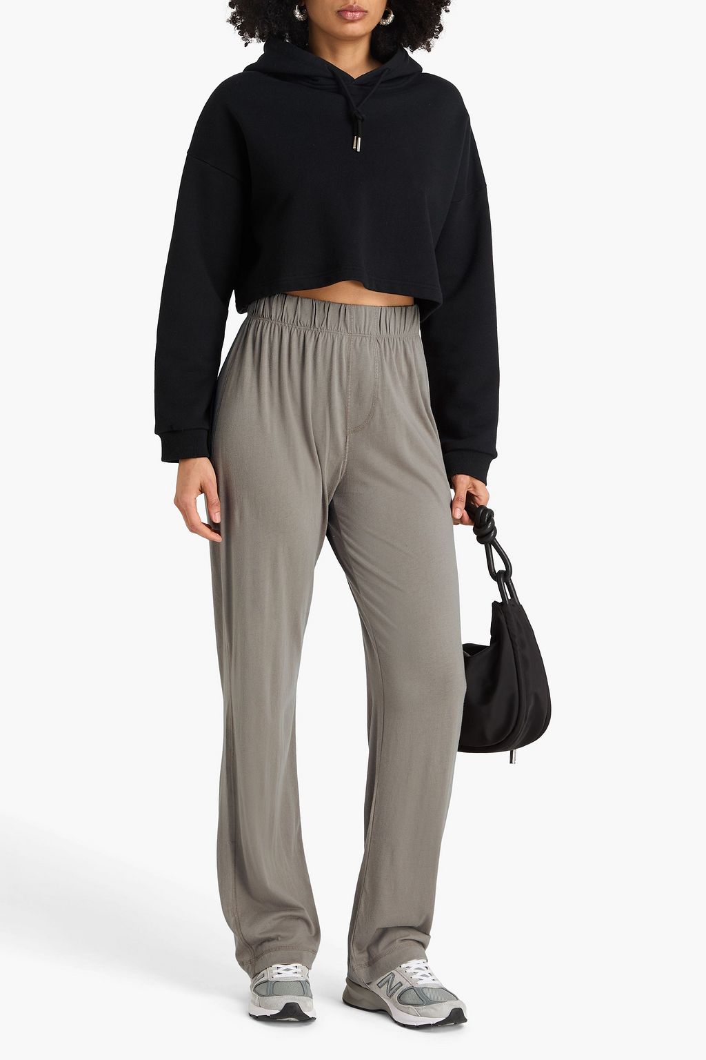 ÉTERNE Cotton and modal-blend jersey straight-leg pants