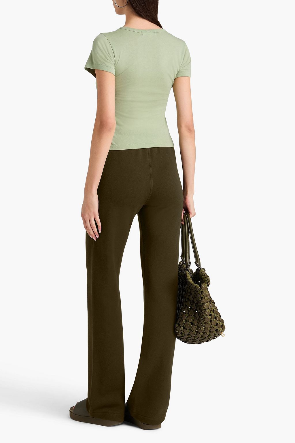 ÉTERNE Cotton and modal-blend French terry track pants