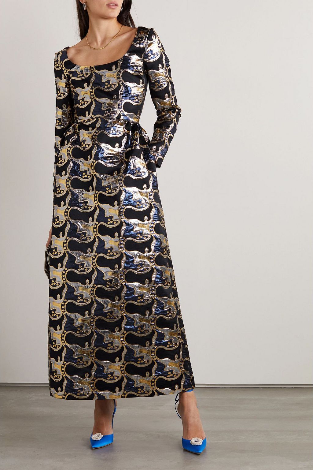 LA DOUBLEJ Cheer metallic brocade maxi dress