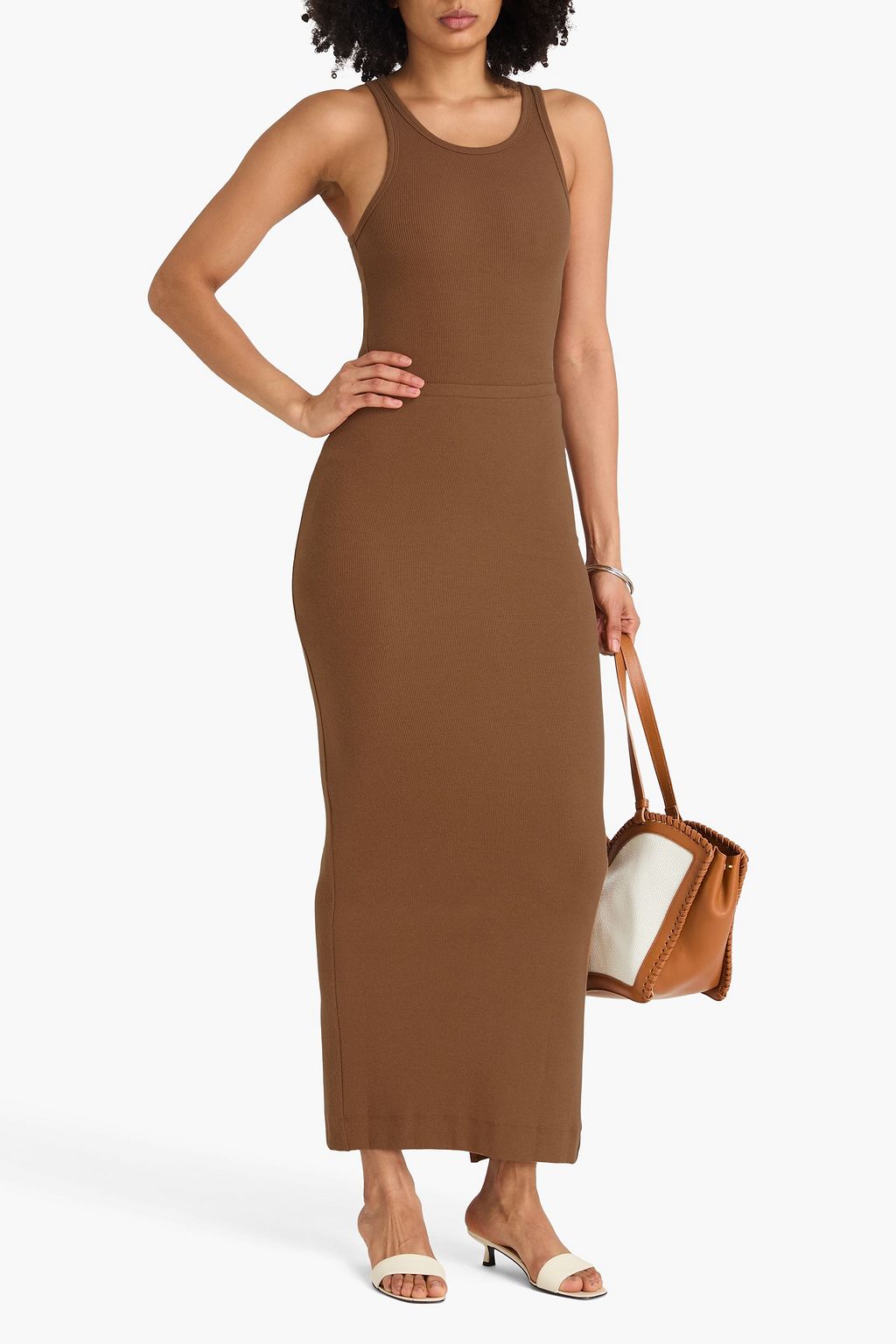 ÉTERNE Emma ribbed jersey maxi pencil skirt
