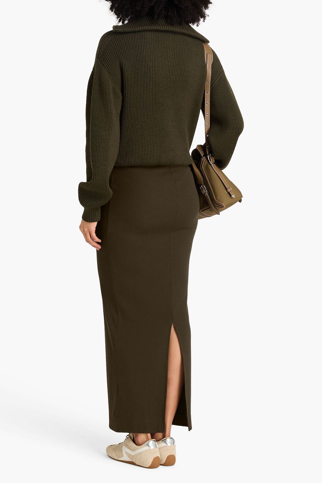 ÉTERNE Emma ribbed jersey maxi pencil skirt