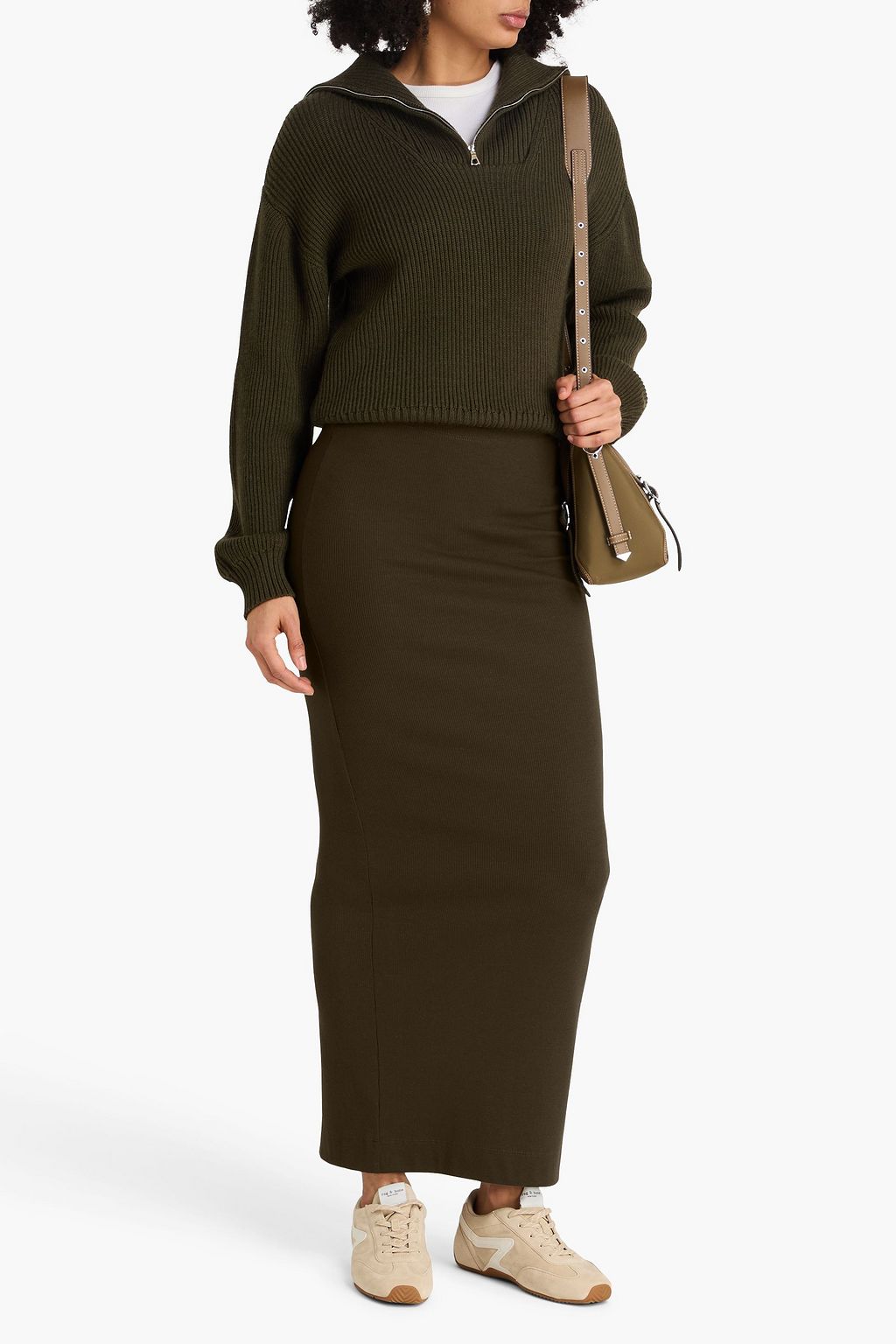 ÉTERNE Emma ribbed jersey maxi pencil skirt