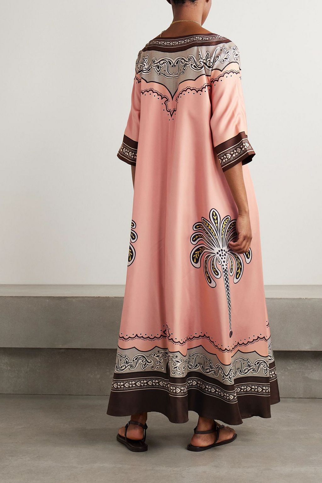 LA DOUBLEJ Muumuu oversized printed silk-twill maxi dress