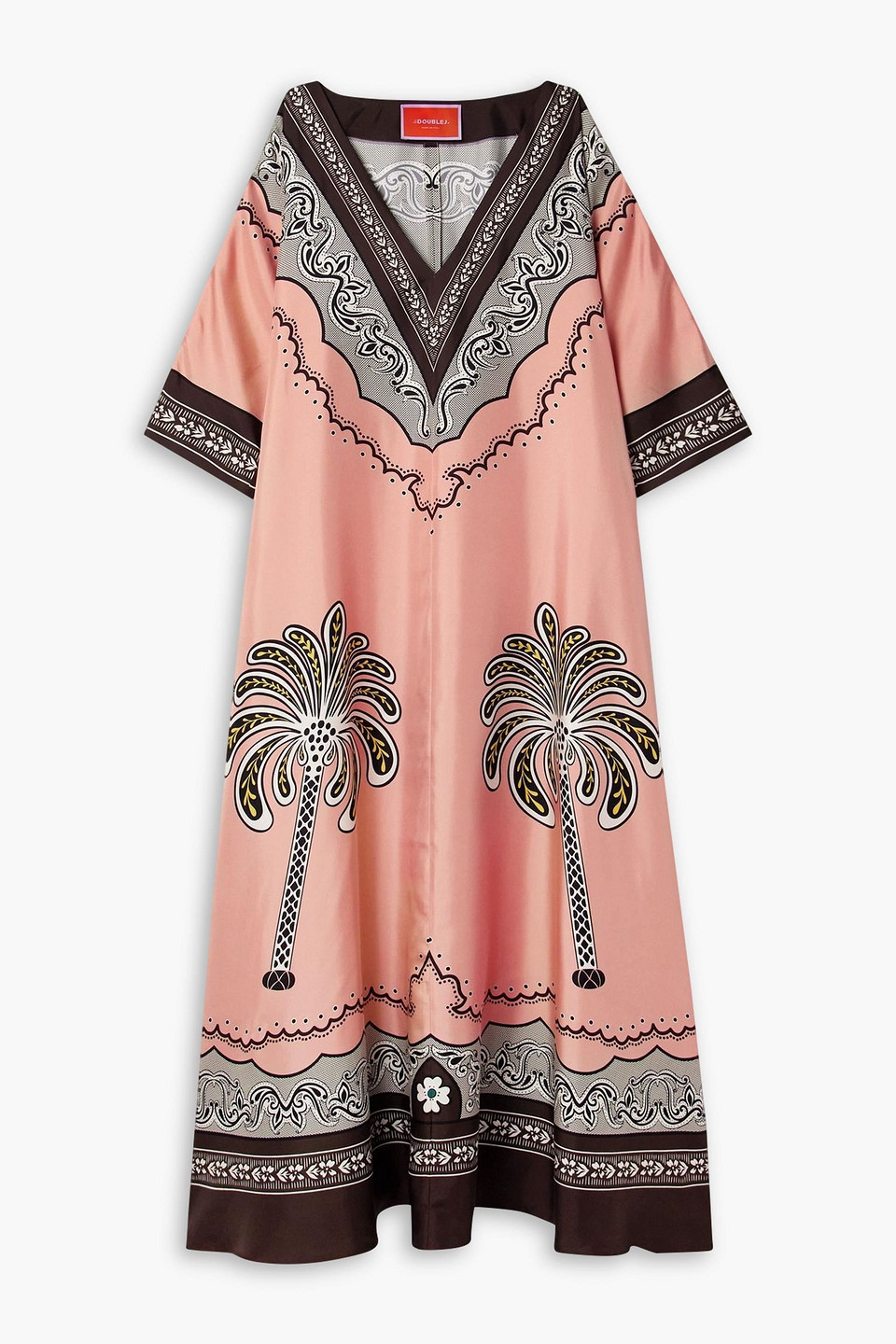 La Doublej Muumuu Oversized Printed Silk-twill Maxi Dress In Pink