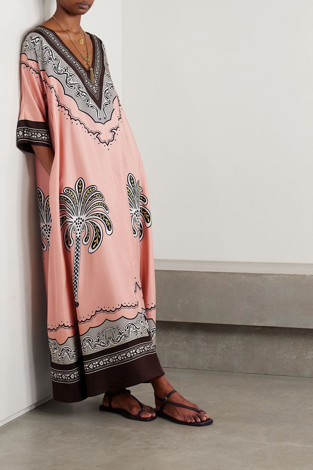 LA DOUBLEJ Muumuu oversized printed silk-twill maxi dress