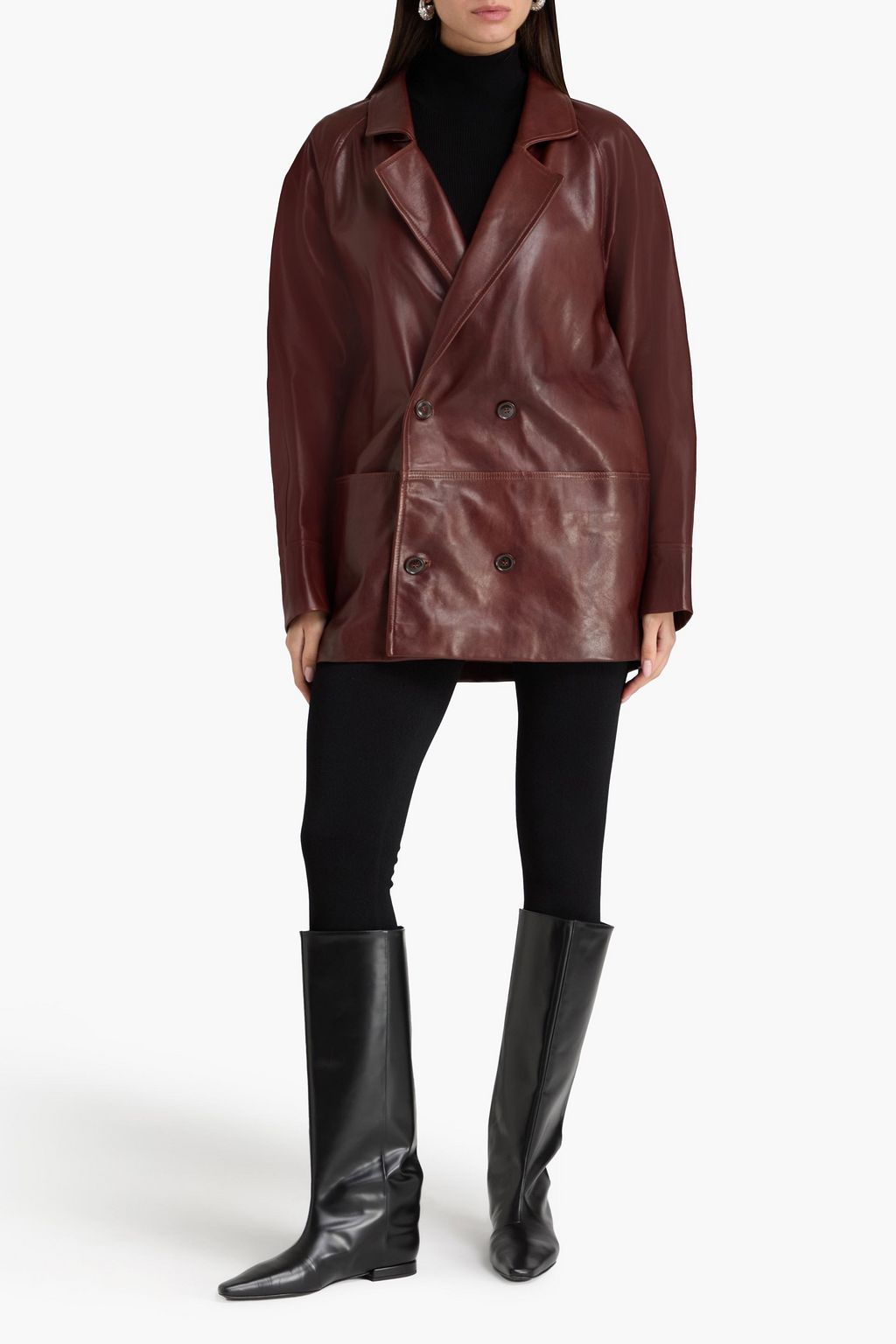 FRAME Double-breasted leather jacket