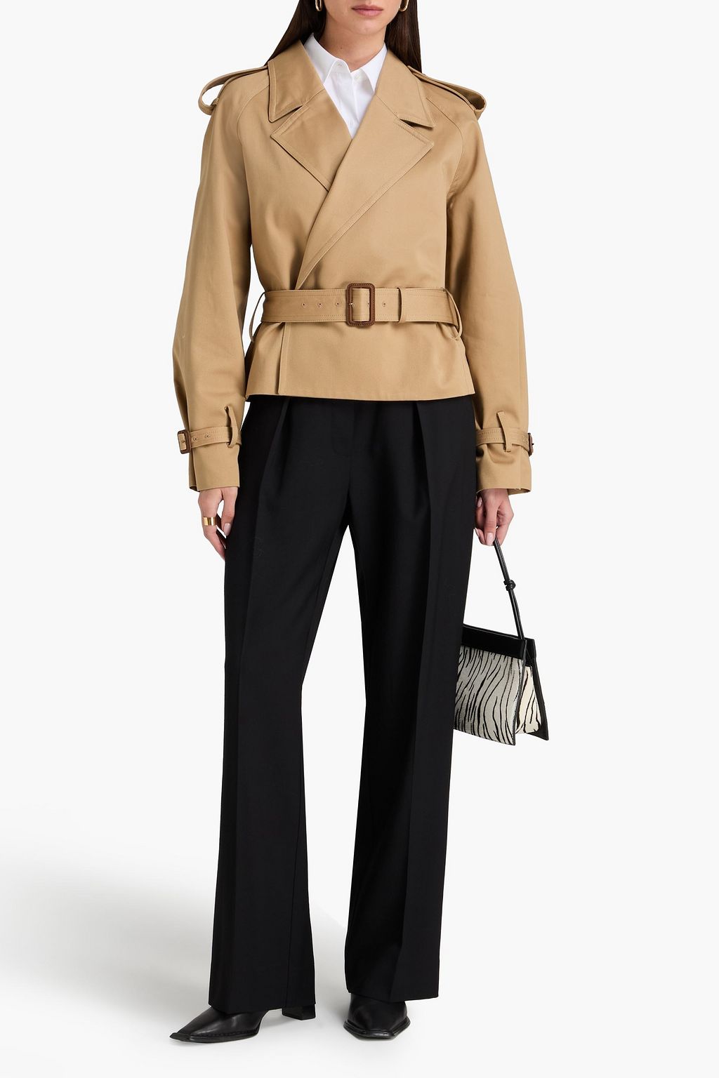 FRAME Belted cotton-twill jacket