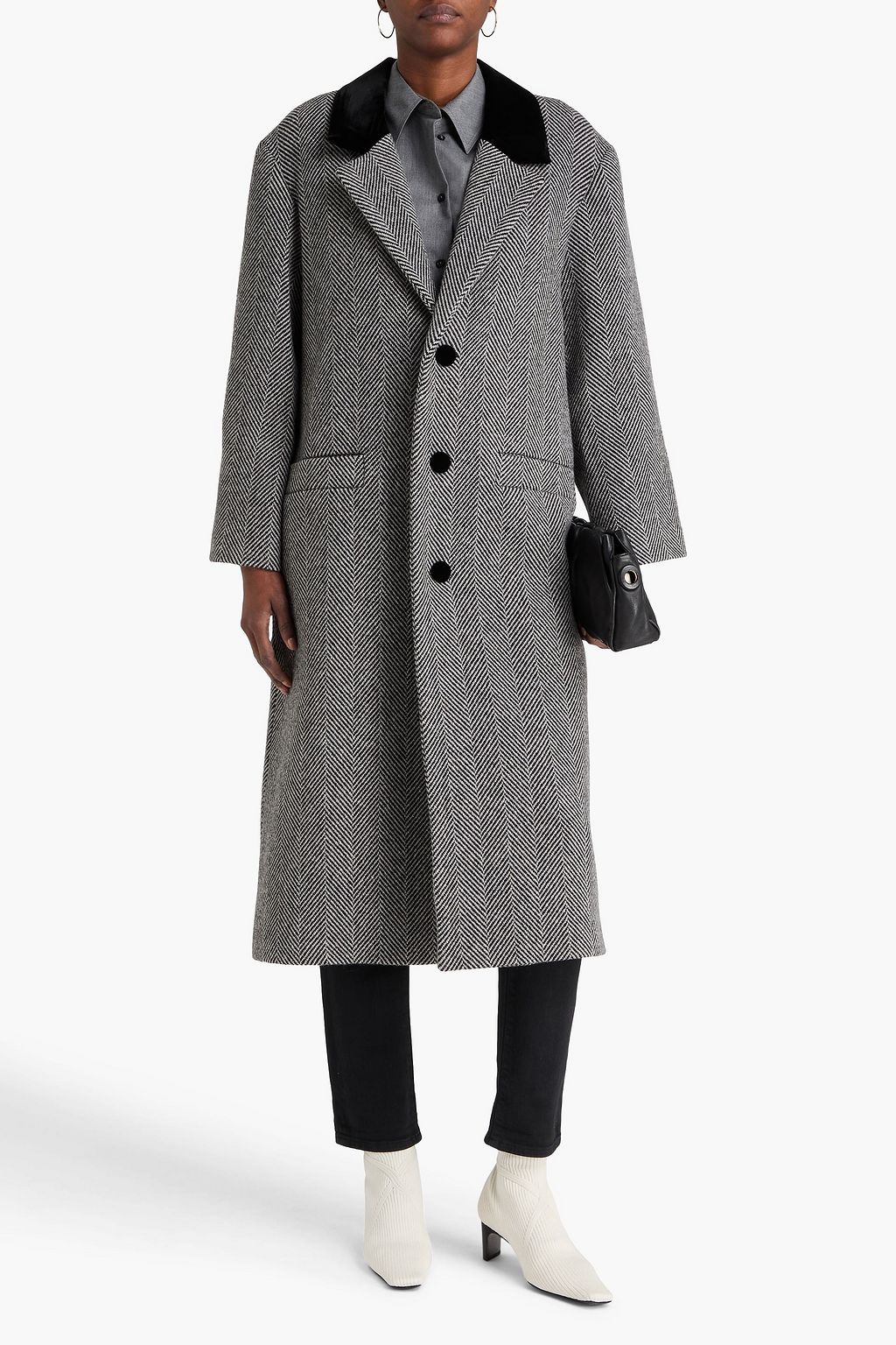 FRAME Herringbone wool-blend felt coat