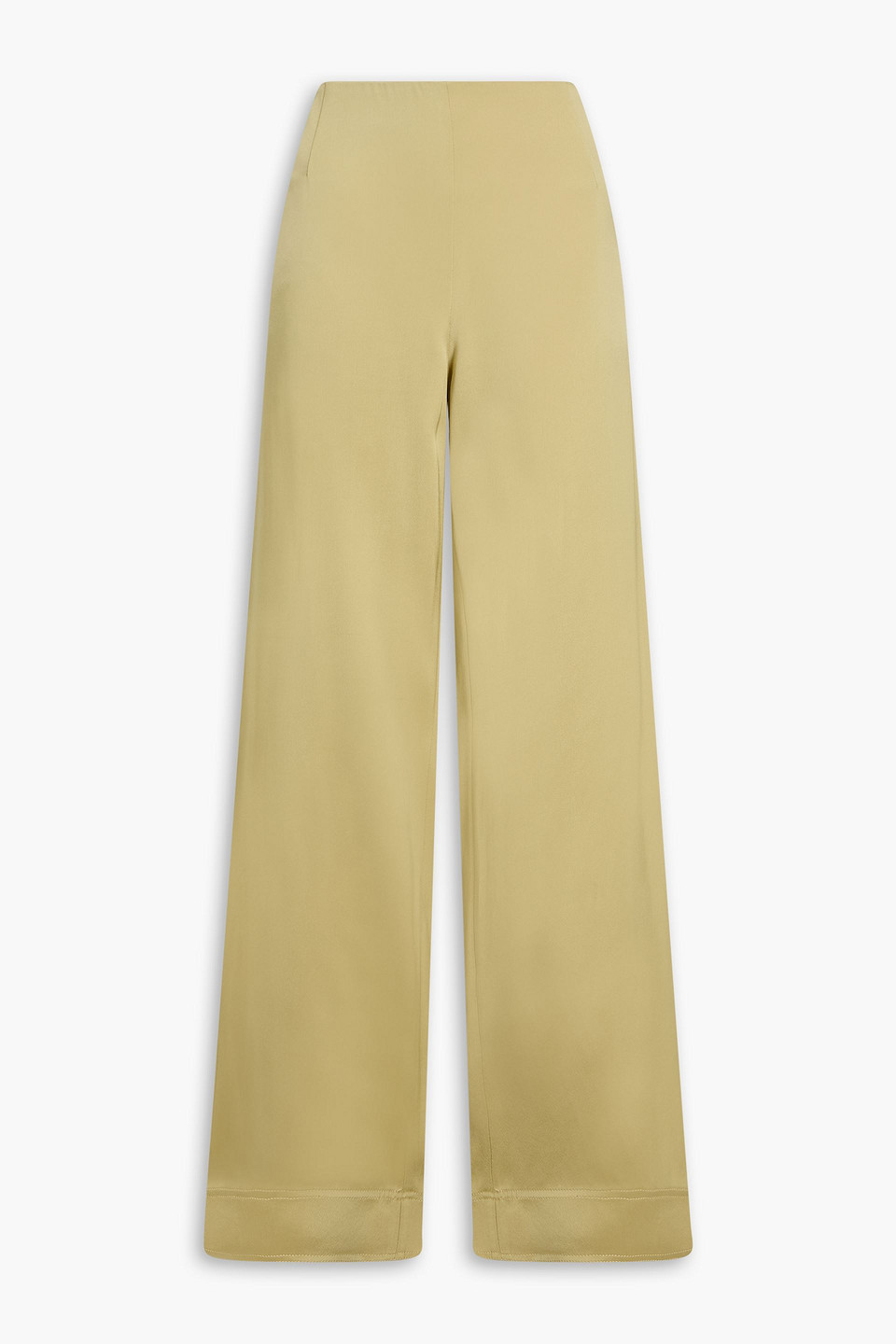 Totême Satin-crepe Wide-leg Pants In Green