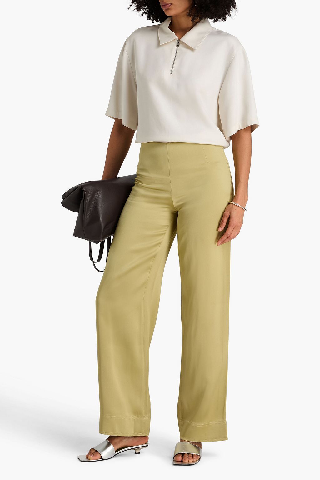 TOTEME Satin-crepe wide-leg pants