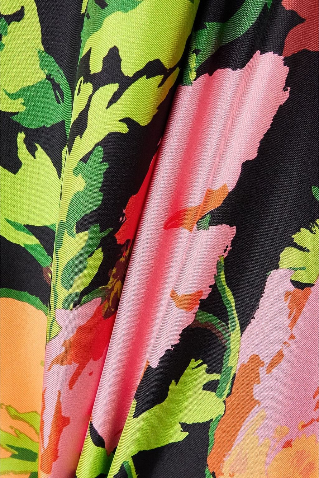 LA DOUBLEJ 원 숄더 플로럴 프린트 실크 트윌 맥시 드레스