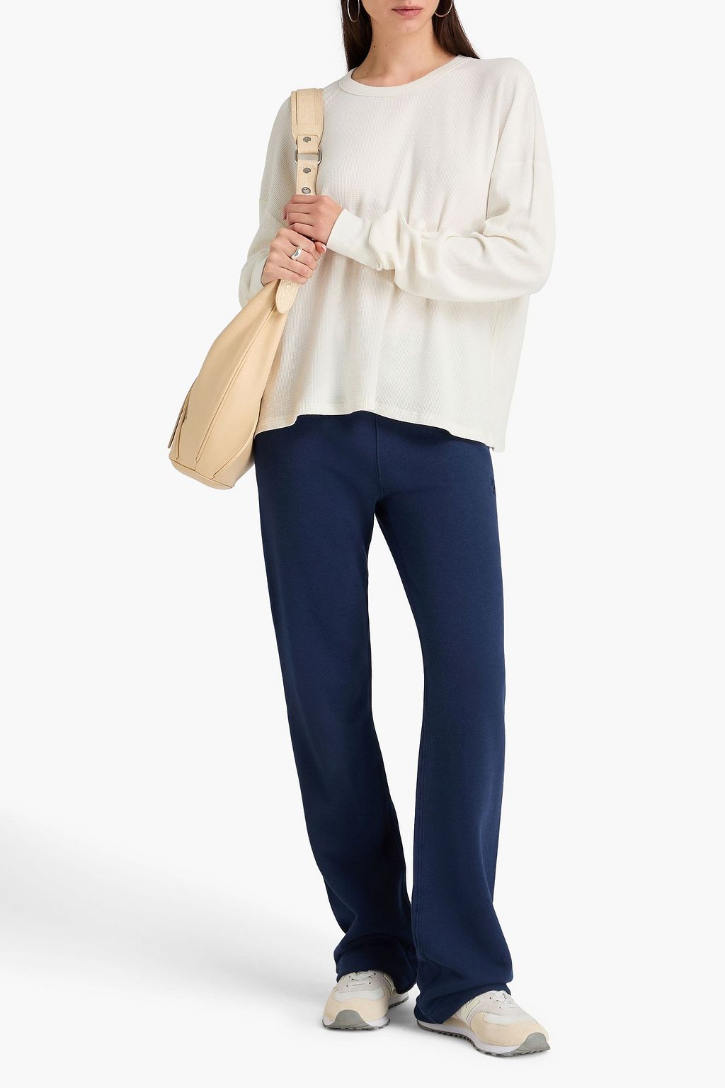 ÉTERNE Cotton and modal-blend French terry track pants