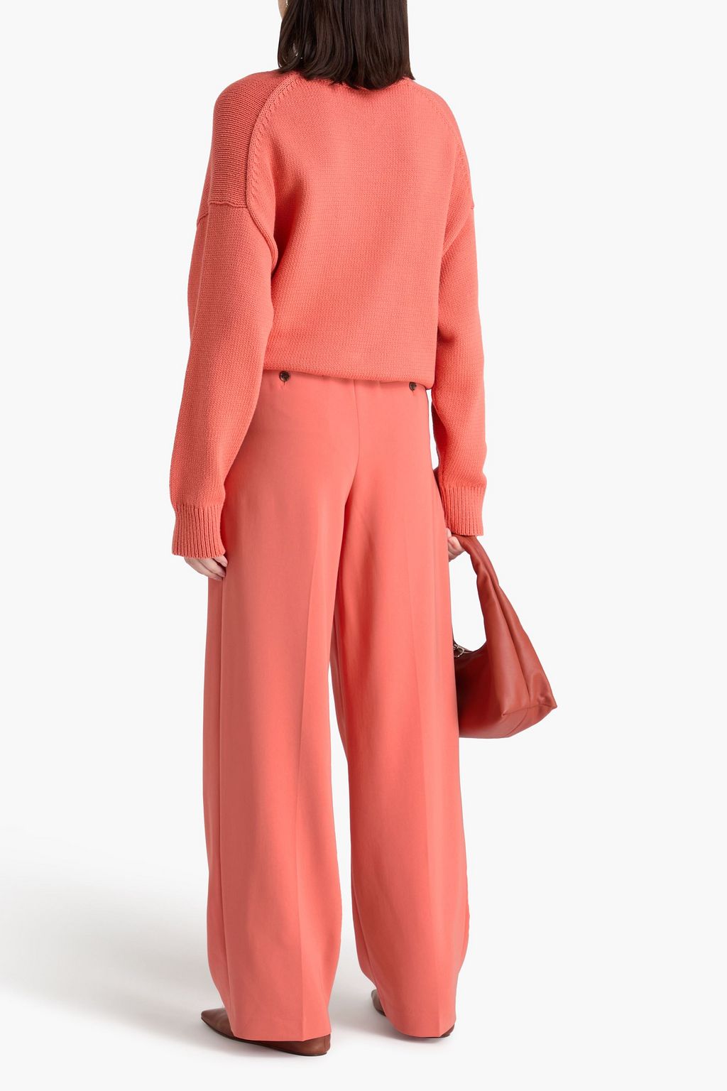 THEORY Pleated crepe wide-leg pants