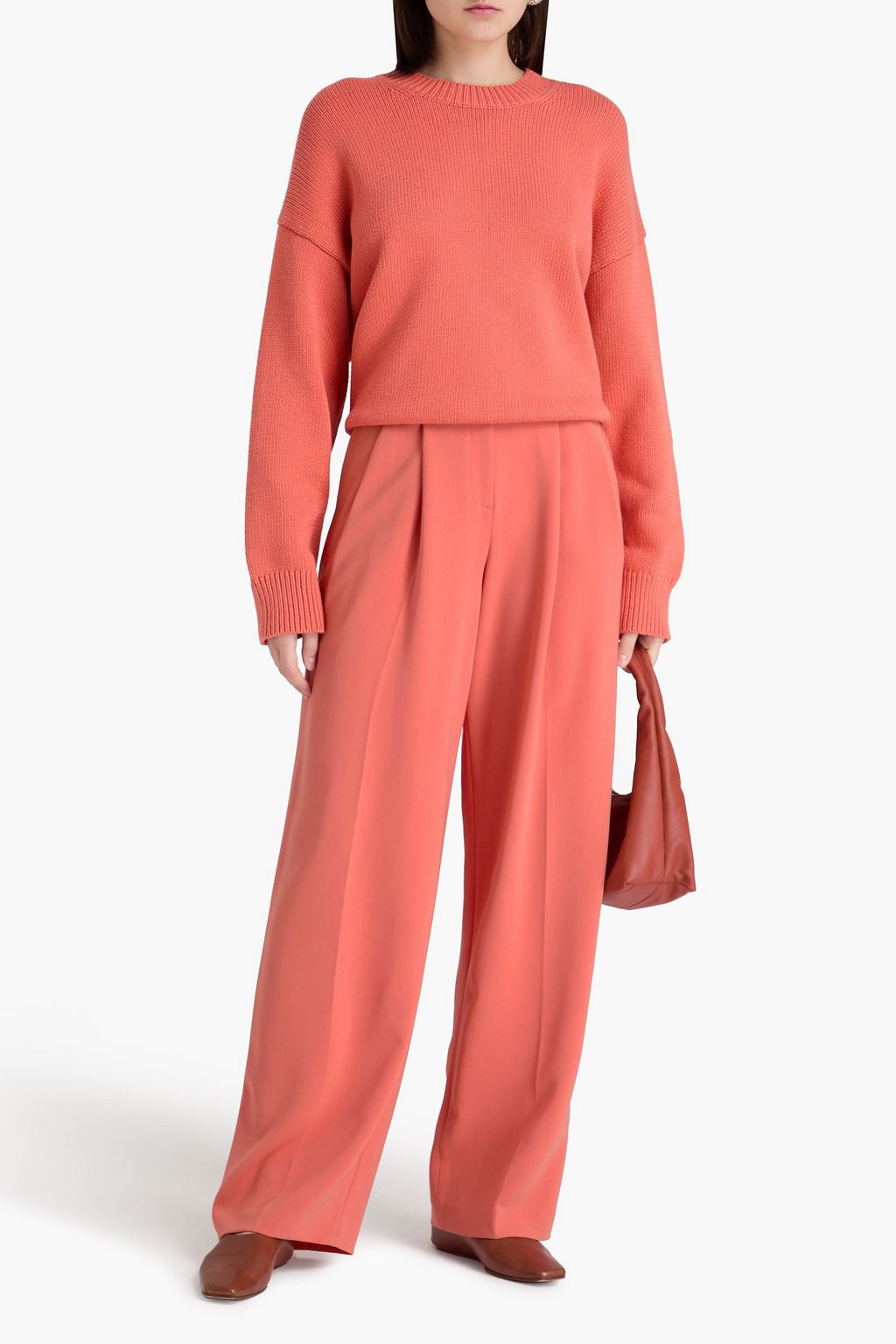 THEORY Pleated crepe wide-leg pants