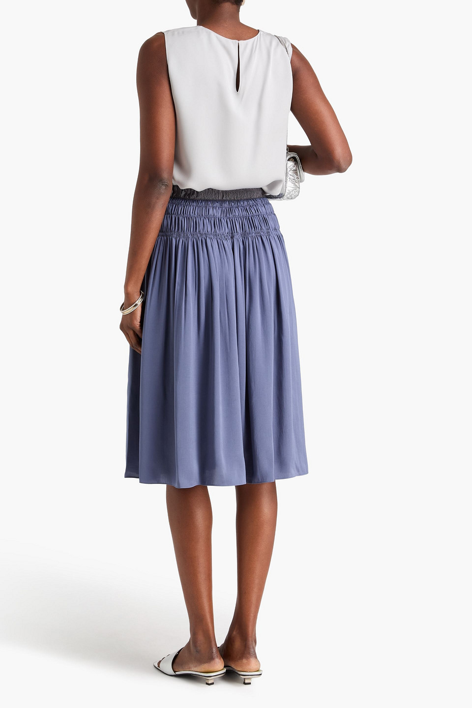  Theory - Geraffter Rock Aus Satin - Blau - Xs 