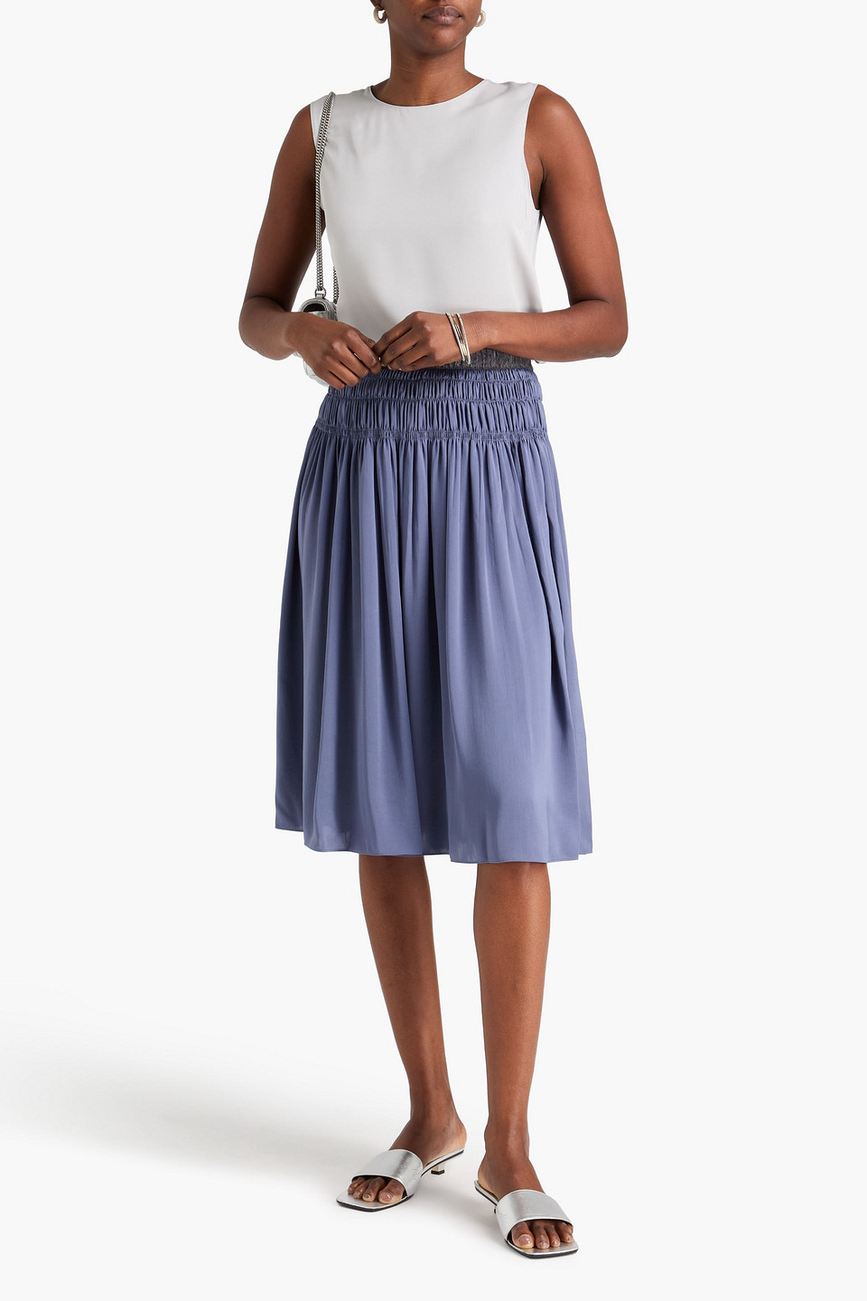  Theory - Geraffter Rock Aus Satin - Blau - Xs 
