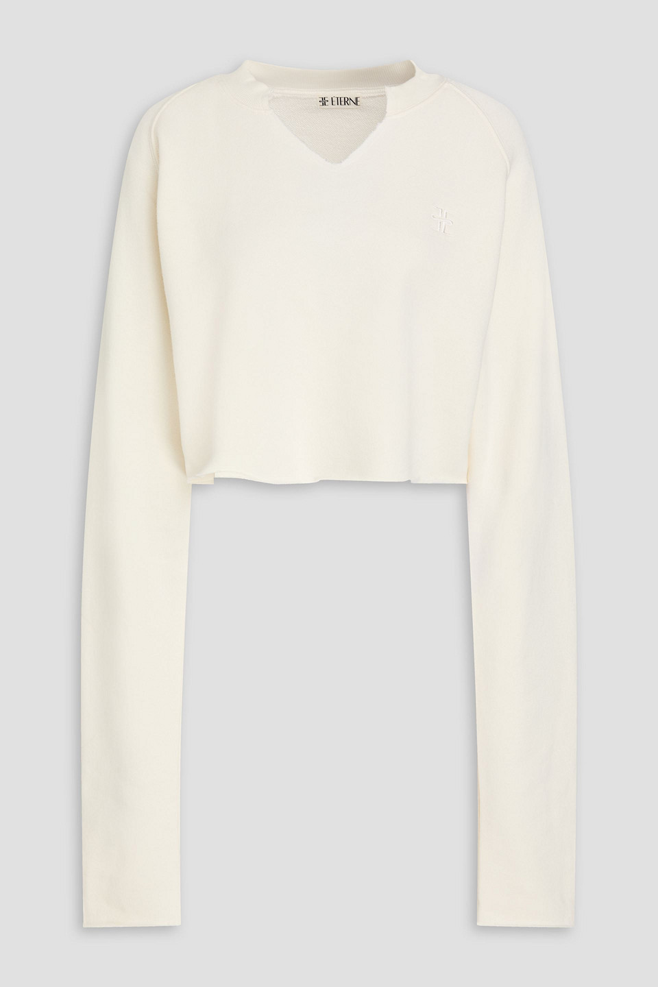 Éterne Cropped French Cotton And Modal-blend Terry Sweatshirt In White