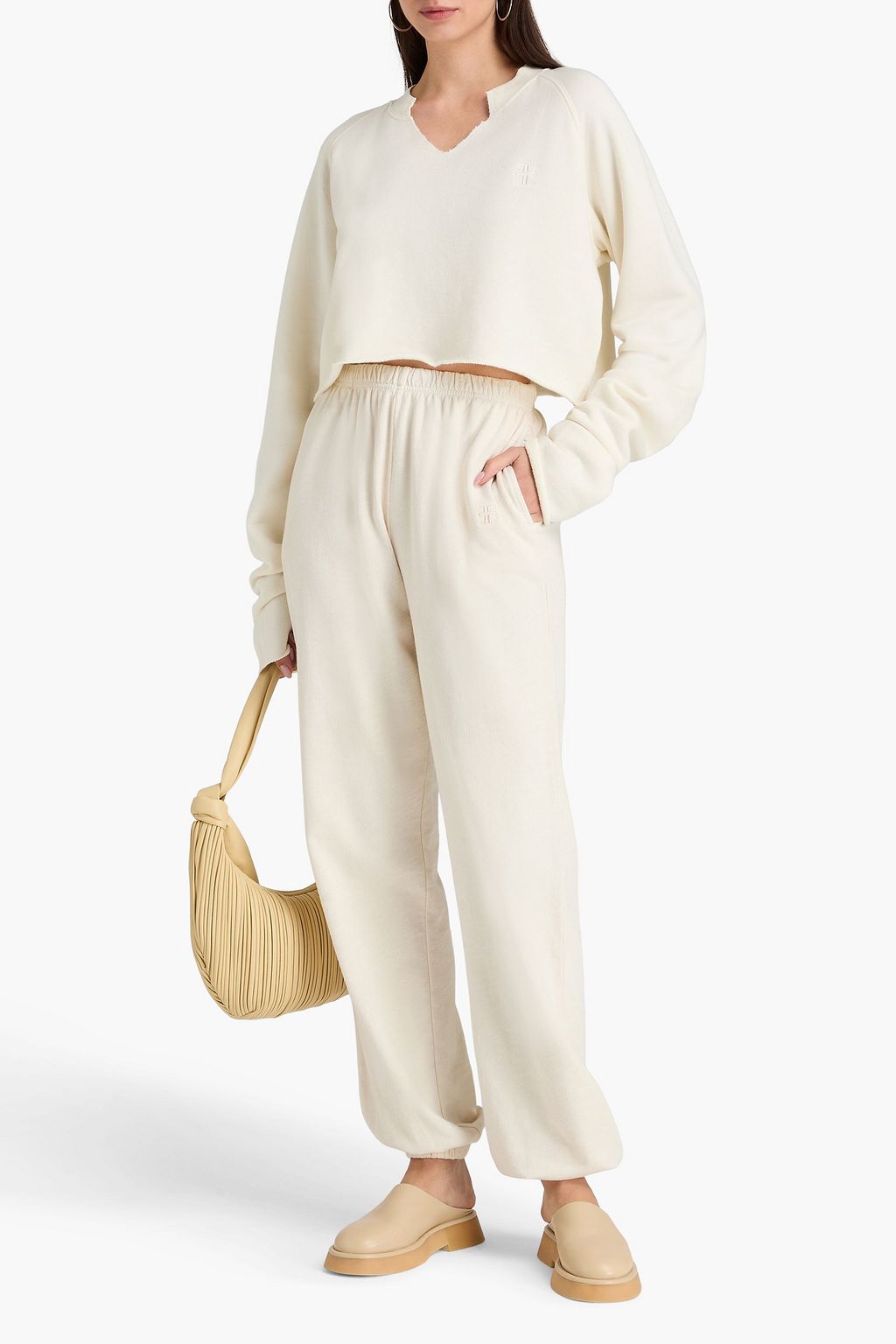 ÉTERNE Cropped cotton and modal-blend French terry sweatshirt