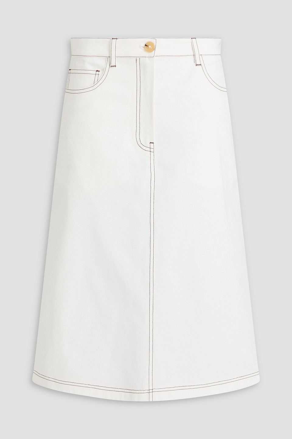 Totême Cotton-twill Midi Skirt In White