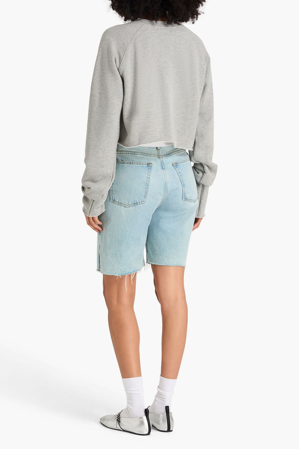 ÉTERNE Cropped cotton and modal-blend French terry sweatshirt