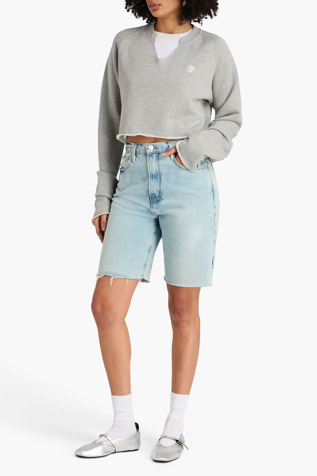 ÉTERNE Cropped cotton and modal-blend French terry sweatshirt