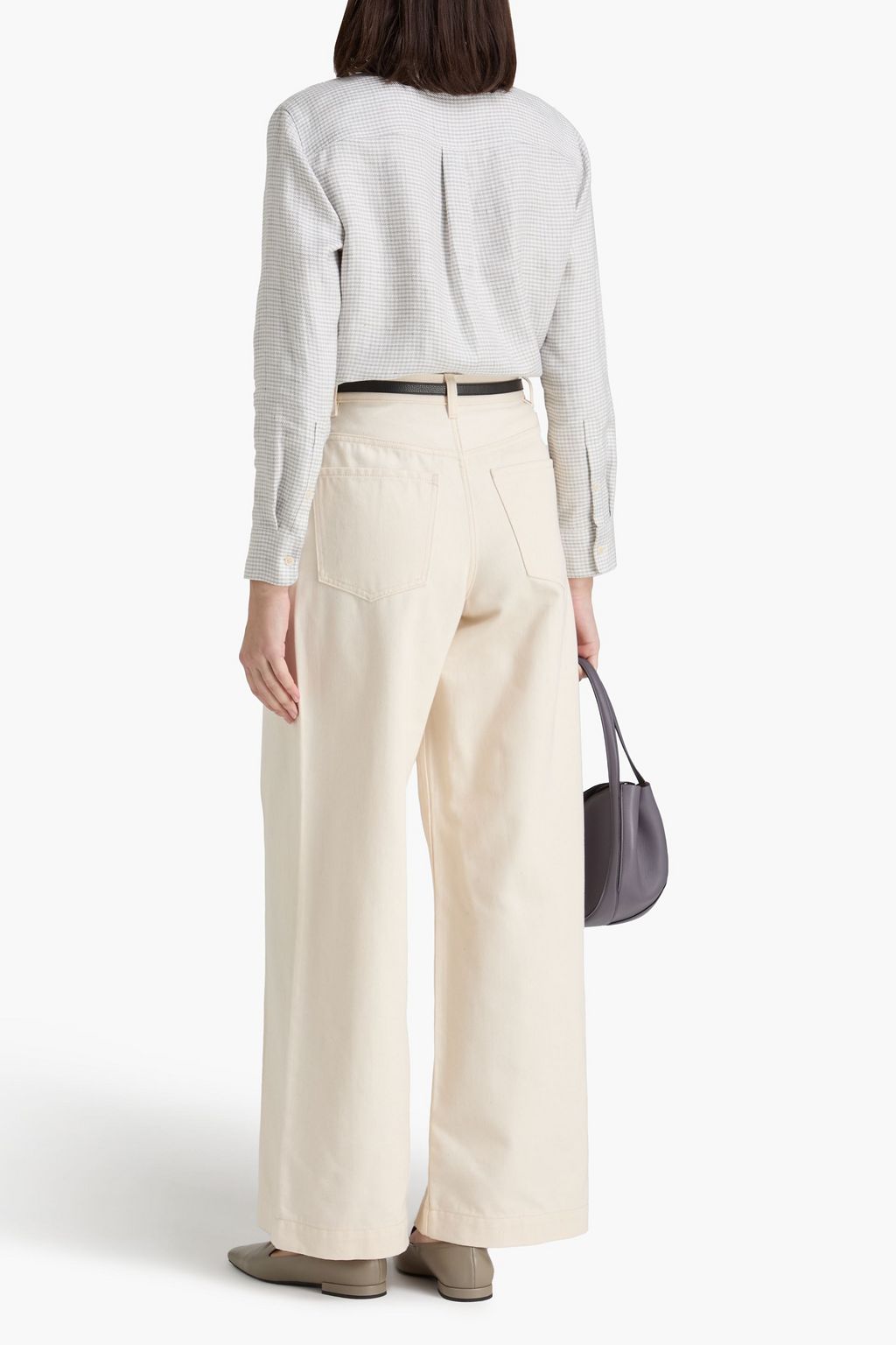THEORY Pleated denim wide-leg pants