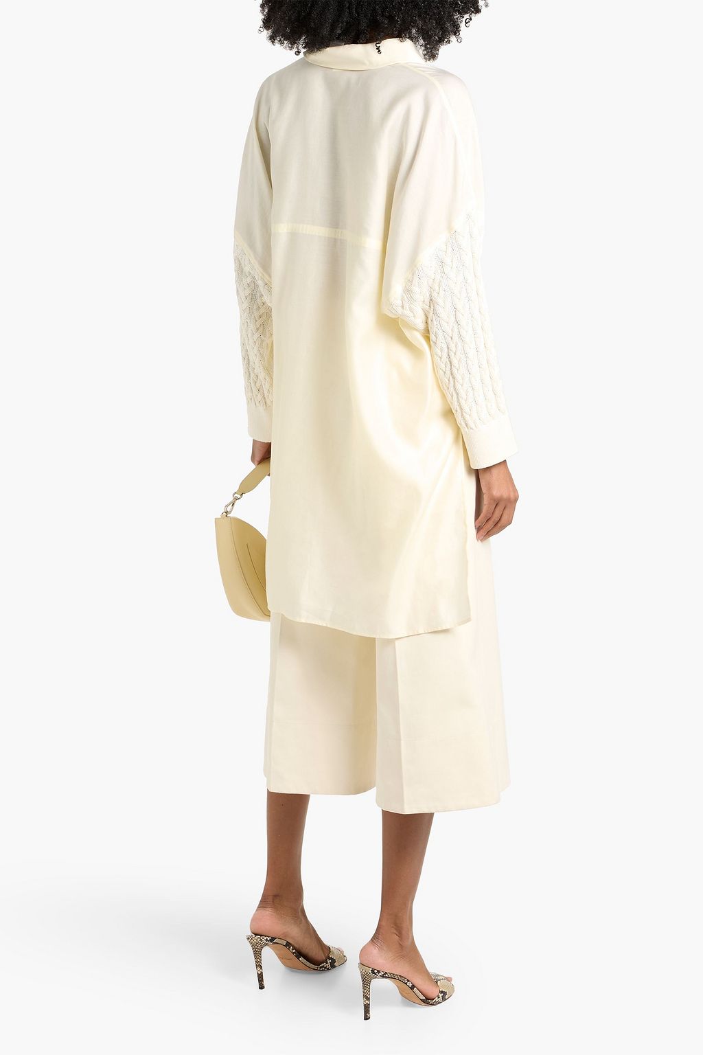 MAX MARA Zelante cable knit-paneled cotton-poplin shirt