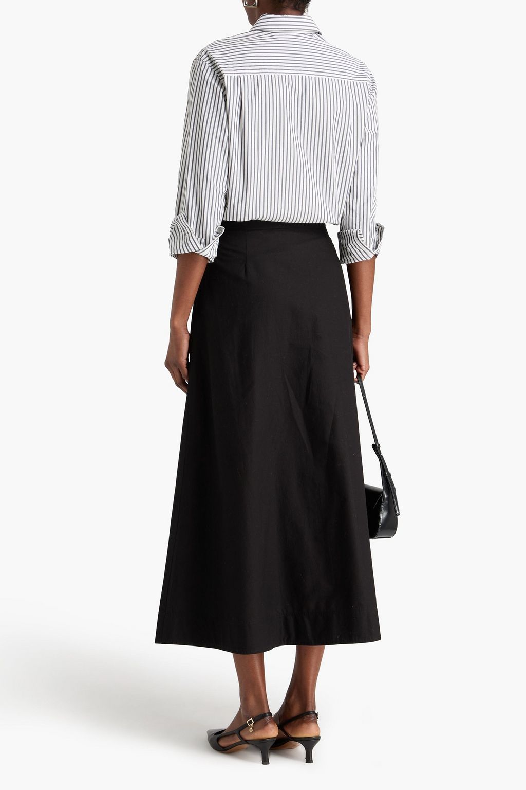 TOTEME Striped cotton-jacquard midi skirt